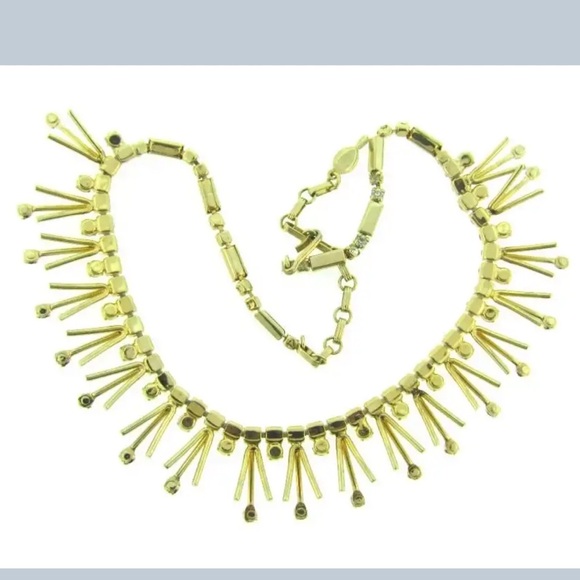 VTG Sarah Coventry Modernist “Star Shower” Gold Crystal Spiked Runway Necklace - Picture 4 of 6